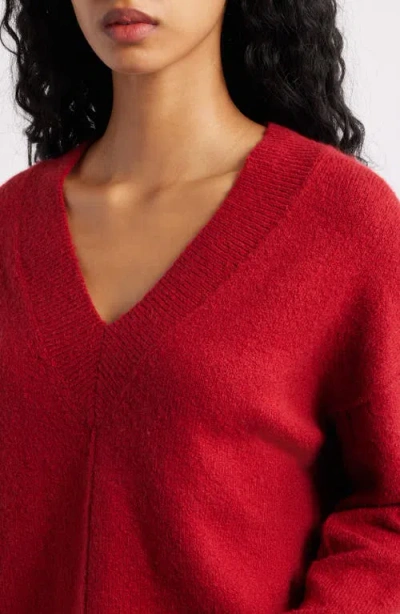 Madewell Calina Deep V-neck Sweater In Red
