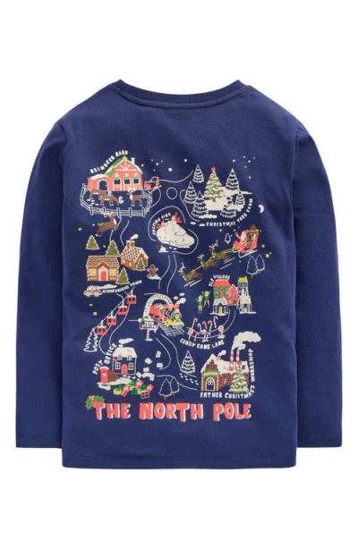 Mini Boden Kids' North Pole Long Sleeve Graphic T-shirt In Blue