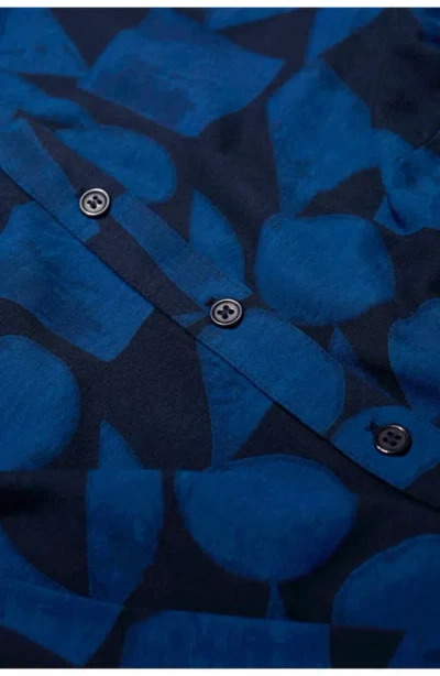 Seasalt Cornwall Coastline Long Sleeve Organic Cotton Blend Shirtdress In Blue