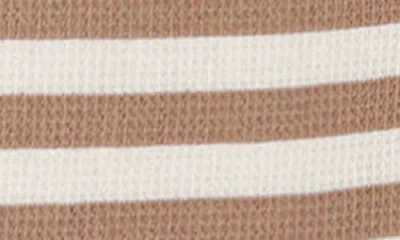 Quincy Mae Stripe Waffle Knit Organic Cotton Romper In Brown