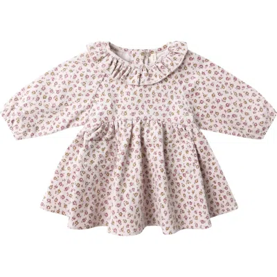 Quincy Mae Simone Floral Long Sleeve Cotton Dress & Bloomers In Brown