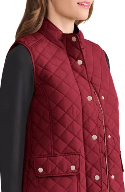 Jones New York Quilted Vest In Red