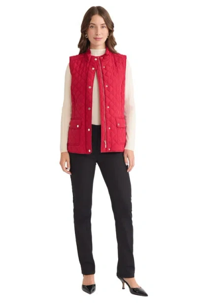 Jones New York Quilted Vest In Red