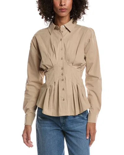 Luxe Always Pleated Shirt In Brown