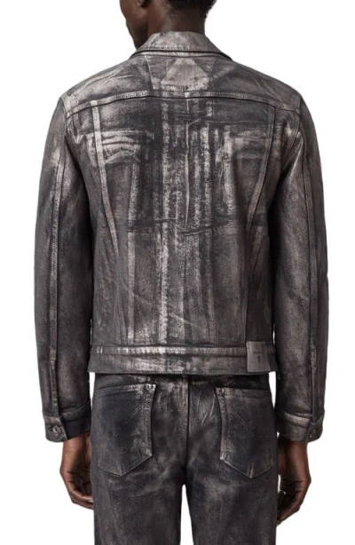 John Varvatos Anthony Foiled Denim Trucker Jacket In Black