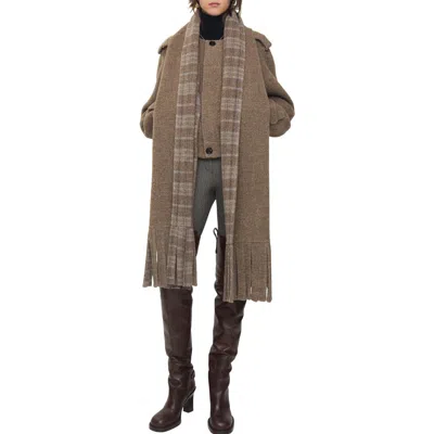 Burberry Wool-blend Jacket With Scarf In Brown