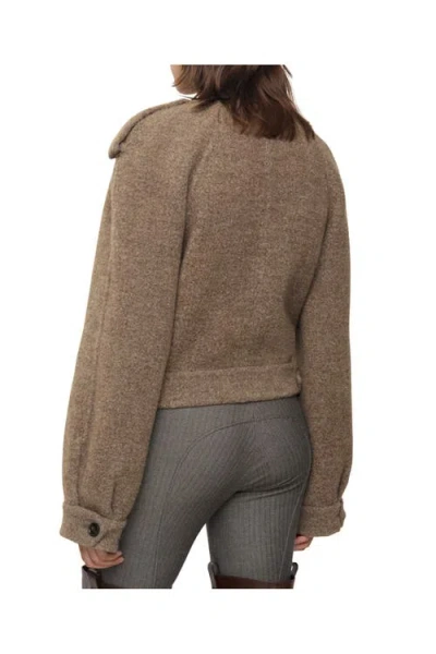 Burberry Wool-blend Jacket With Scarf In Brown