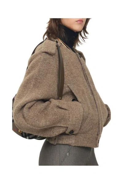 Burberry Wool-blend Jacket With Scarf In Brown