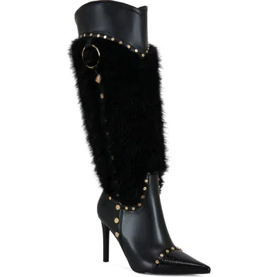 Azalea Wang Alisette Faux Fur Knee High Boot In Black