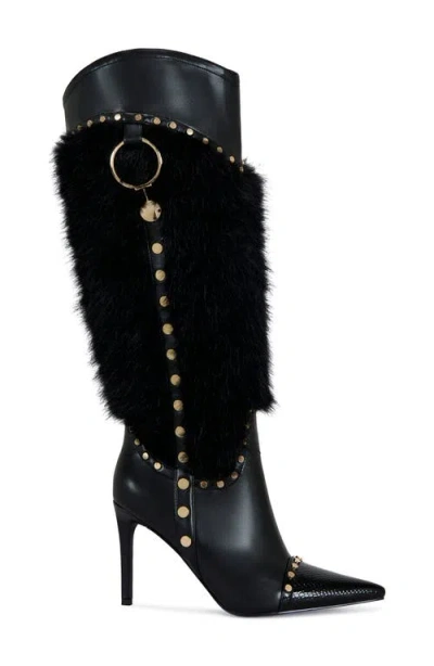 Azalea Wang Alisette Faux Fur Knee High Boot In Black