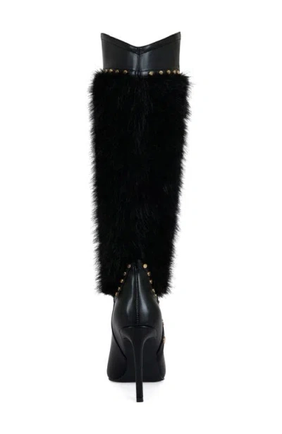 Azalea Wang Alisette Faux Fur Knee High Boot In Black