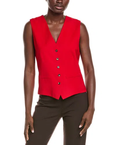 Max Mara Zuai Virgin Wool Suiting Waistcoat In Red