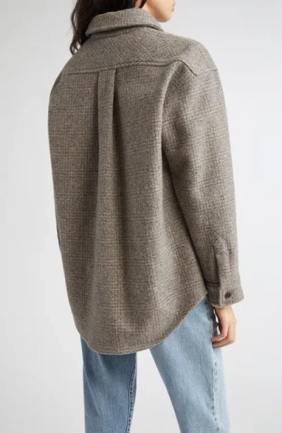 Johnstons Of Elgin Oversize Check Cashmere & Wool Overshirt In Gray