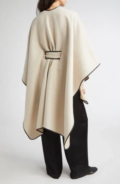 Johnstons Of Elgin Leather Piped Wool & Cashmere Belted Cape In Neutral