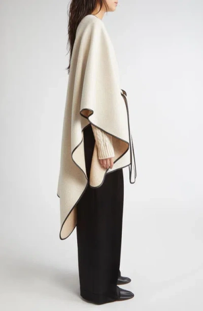 Johnstons Of Elgin Leather Piped Wool & Cashmere Belted Cape In Neutral