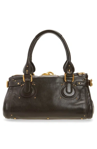 Chloé Paddington Padlock Shoulder Bag In Leather In Black