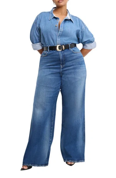 Good American Women's Soft Tech Skate Wide Leg Jeans, Regular And Plus Size In Blue