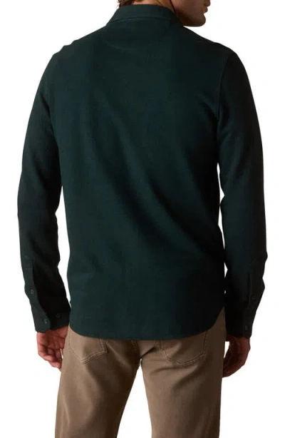 The Normal Brand Textured Knit Long Sleeve Button-up Shirt In Green