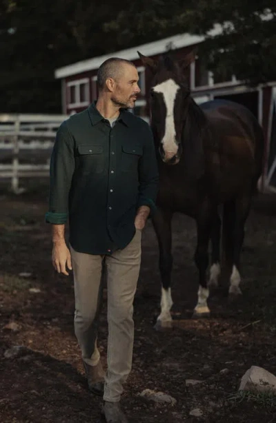 The Normal Brand Textured Knit Long Sleeve Button-up Shirt In Green