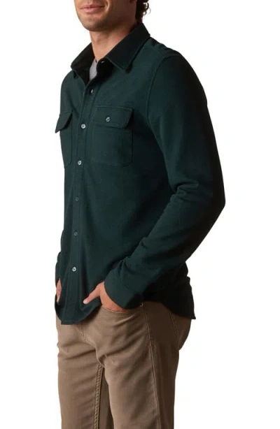 The Normal Brand Textured Knit Long Sleeve Button-up Shirt In Green