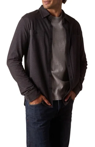 The Normal Brand Lennox Cotton Jersey Button-up Shirt In Gray