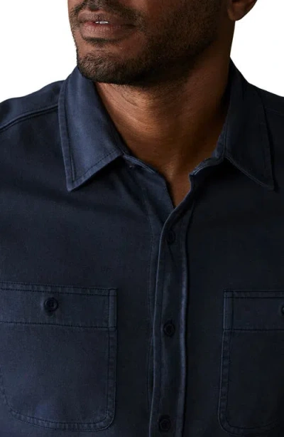 The Normal Brand Lennox Cotton Jersey Button-up Shirt In Blue