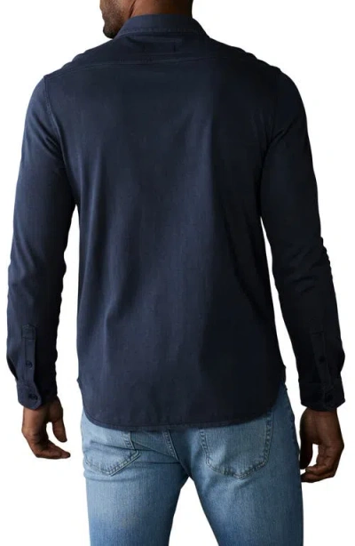 The Normal Brand Lennox Cotton Jersey Button-up Shirt In Blue