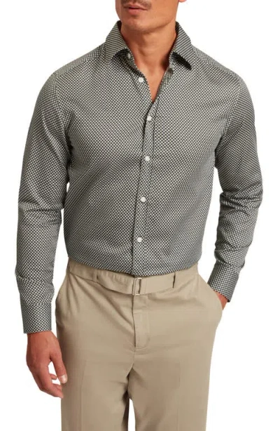 Ted Baker Jozef Slim Fit Mini Geo Print Cotton Shirt In Gray