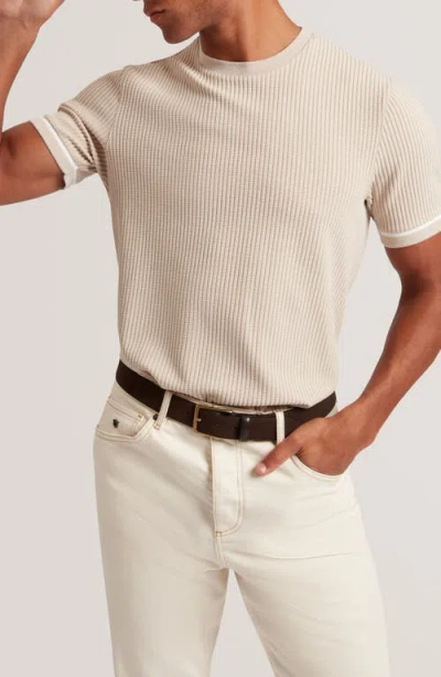 Ted Baker Ivanan Short Sleeve Rib Textured Tee In White