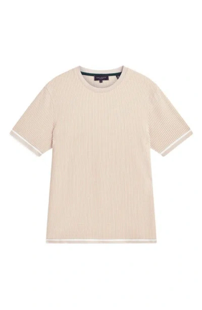 Ted Baker Ivanan Short Sleeve Rib Textured Tee In White