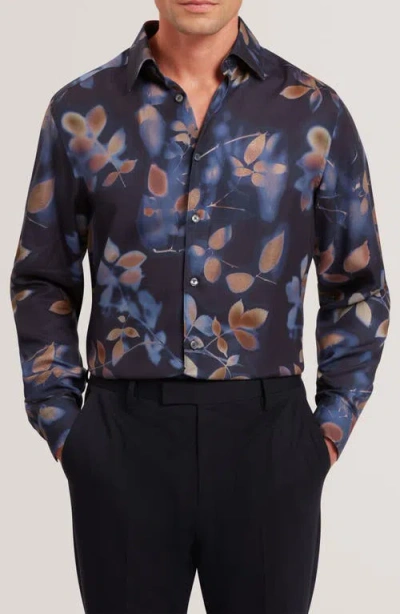 Ted Baker Kalmill Regular Fit Leaf Shadow Print Long Sleeve Shirt In Multi