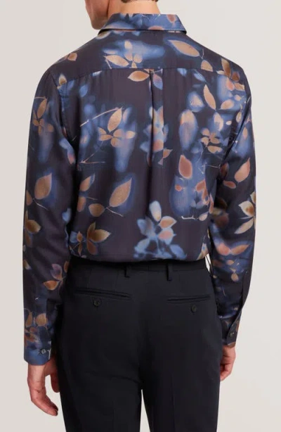 Ted Baker Kalmill Regular Fit Leaf Shadow Print Long Sleeve Shirt In Multi