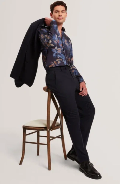 Ted Baker Kalmill Regular Fit Leaf Shadow Print Long Sleeve Shirt In Multi