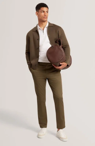 Ted Baker Howeton Slim Stretch Cotton Chino Pant In Brown