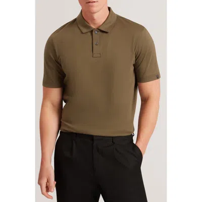 Ted Baker Connall Short Sleeve Soft Touch Cotton Polo In Brown