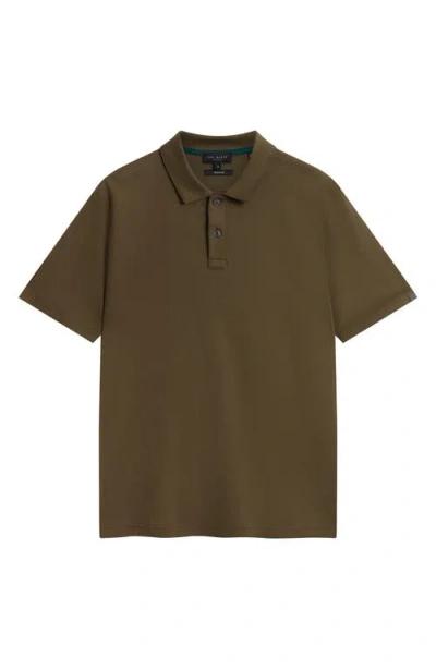 Ted Baker Connall Short Sleeve Soft Touch Cotton Polo In Brown