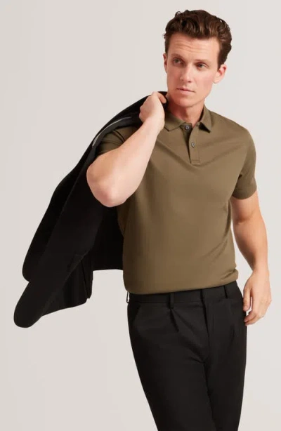 Ted Baker Connall Short Sleeve Soft Touch Cotton Polo In Brown