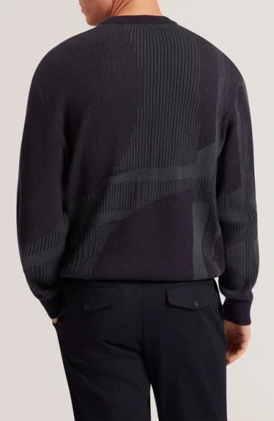 Ted Baker Wilan Abstract Crewneck Sweater In Black