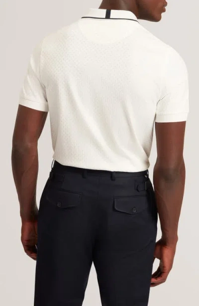 Ted Baker Cophen T Texture Zip Neck Polo Shirt In White