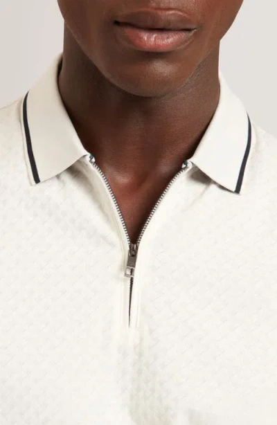 Ted Baker Cophen T Texture Zip Neck Polo Shirt In White