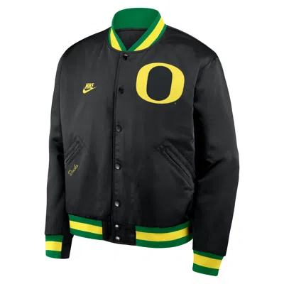 Nike Black Oregon Ducks Legacy Full-snap Bomber Jacket In Black