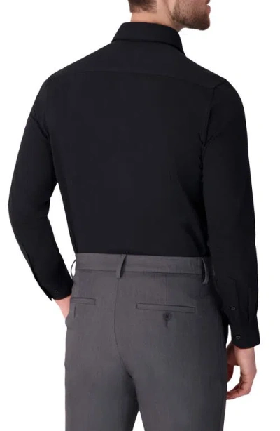 Victor Emmanuel Regular Fit Solid Black Knit Cotton Dress Shirt In Black