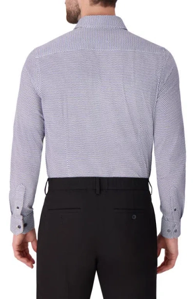 Victor Emmanuel Regular Fit Geometric Print Knit Cotton Dress Shirt In Blue