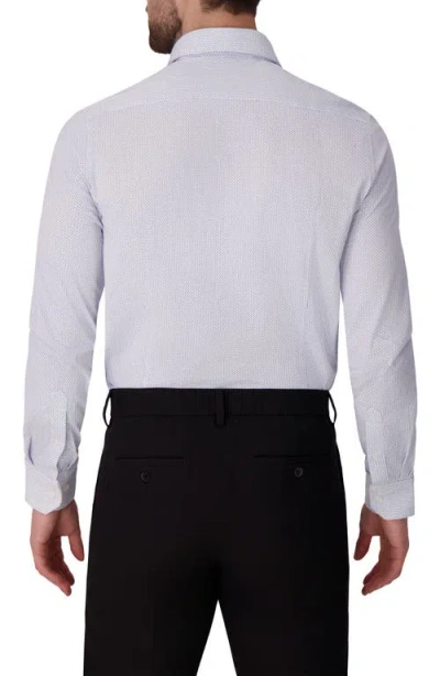 Victor Emmanuel Regular Fit Geometric Print Knit Cotton Dress Shirt In Purple