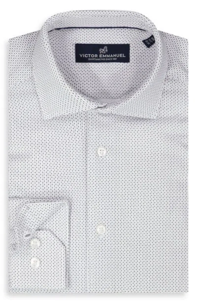 Victor Emmanuel Regular Fit Geometric Print Knit Cotton Dress Shirt In Purple