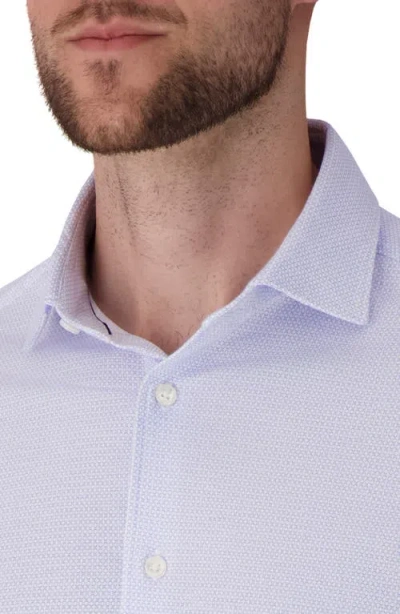 Victor Emmanuel Regular Fit Geometric Print Knit Cotton Dress Shirt In Purple