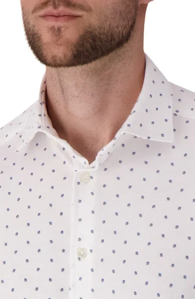 Victor Emmanuel Regular Fit Geometric Print Knit Cotton Dress Shirt In Neutral