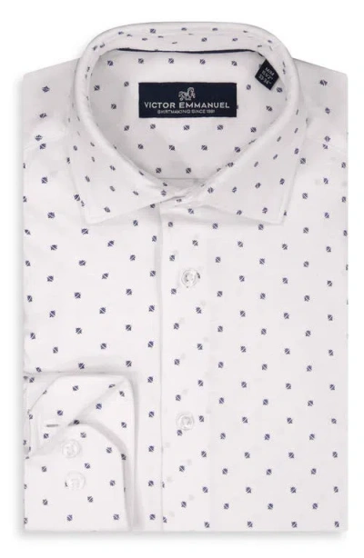 Victor Emmanuel Regular Fit Geometric Print Knit Cotton Dress Shirt In Neutral