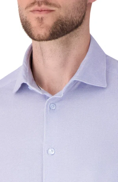 Victor Emmanuel Regular Fit Pin Dot Knit Cotton Dress Shirt In Blue