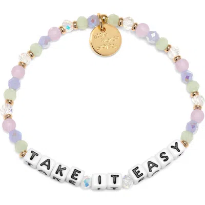 Little Words Project Take It Easy Beaded Stretch Bracelet In Brown